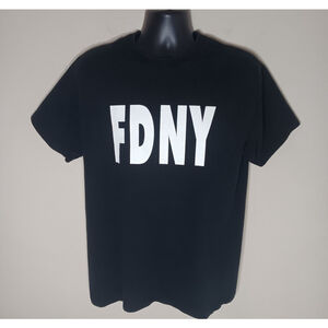 Vintage 90s Y2K FDNY Fire Department New York Adult Large T-shirt Black Logo Tee
